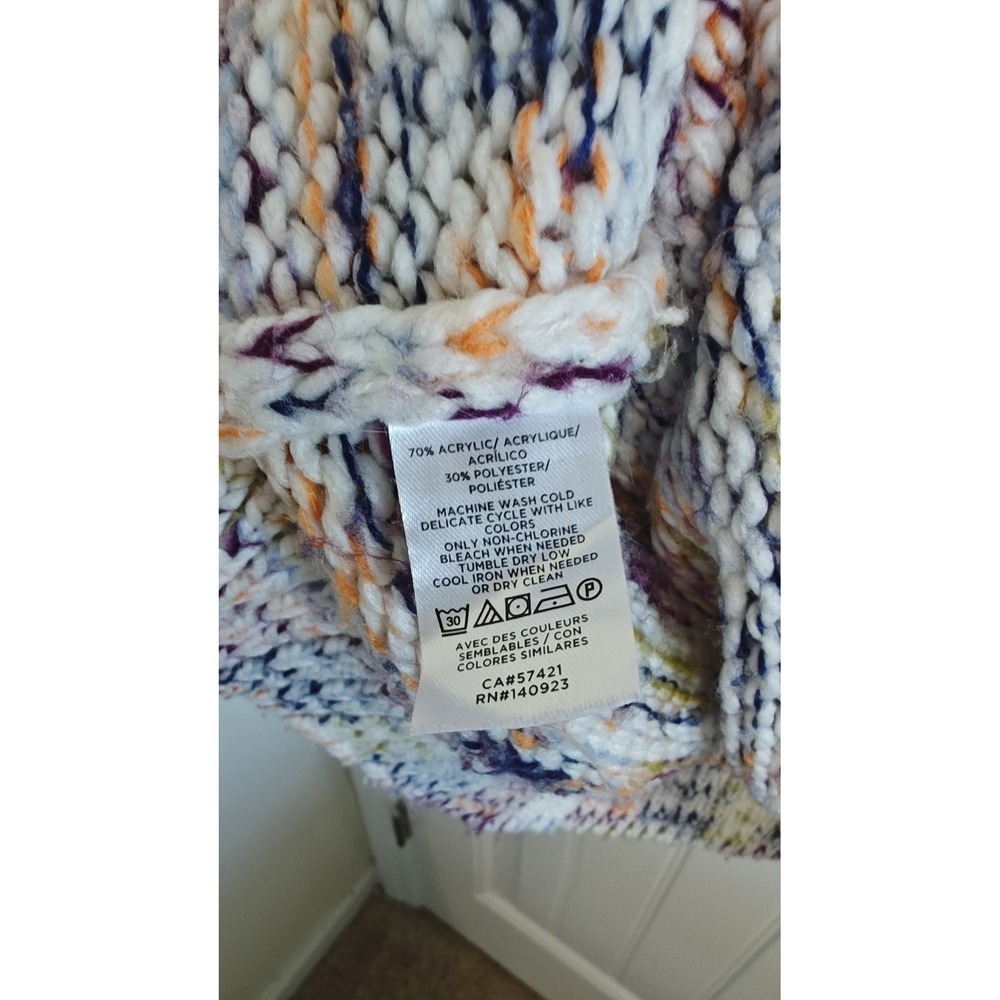 Women Size S Loft Boho Multi-Color Space Dye V-Neck Knit‎ Sweater Excellent - Picture 10 of 15
